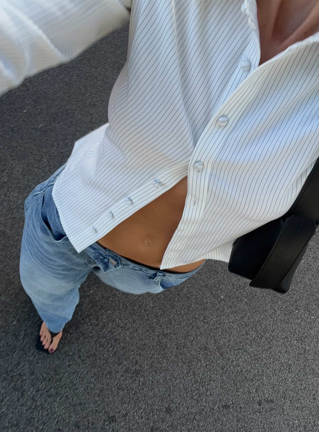 Kahverengi Çizgili Fit Gömlek Bluz
