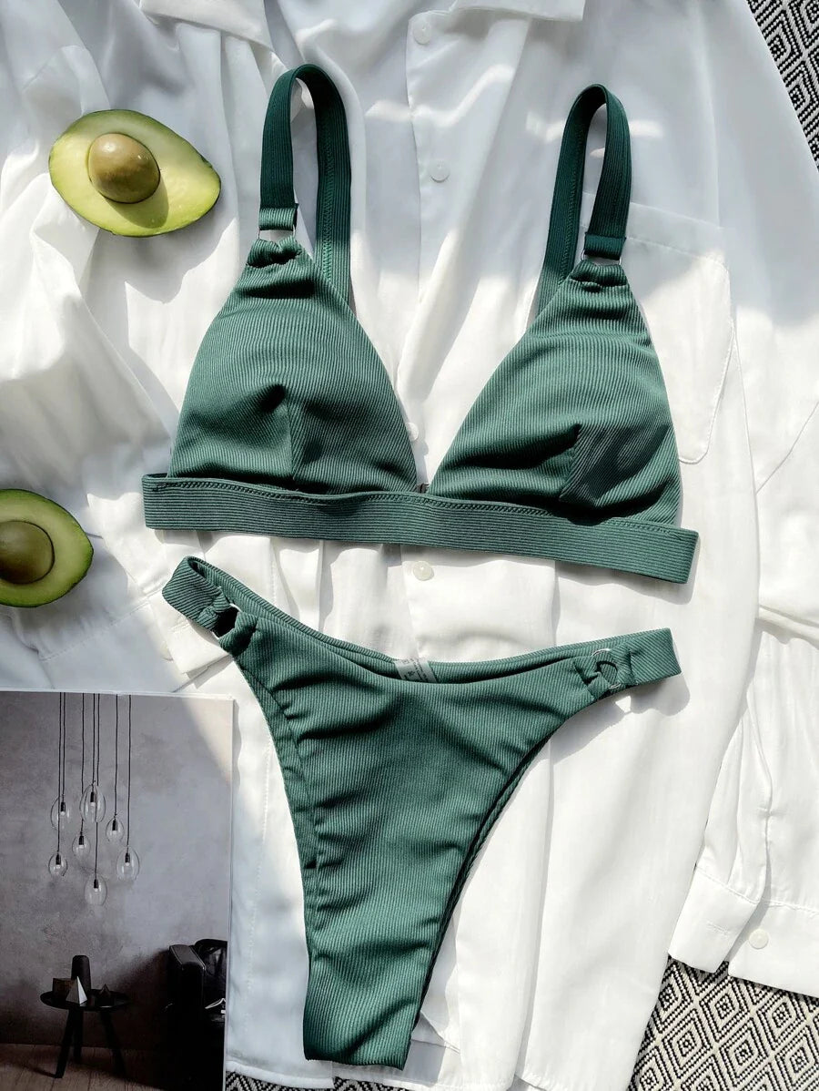 Halka Detaylı Sade Gündelik Bikini Takımı