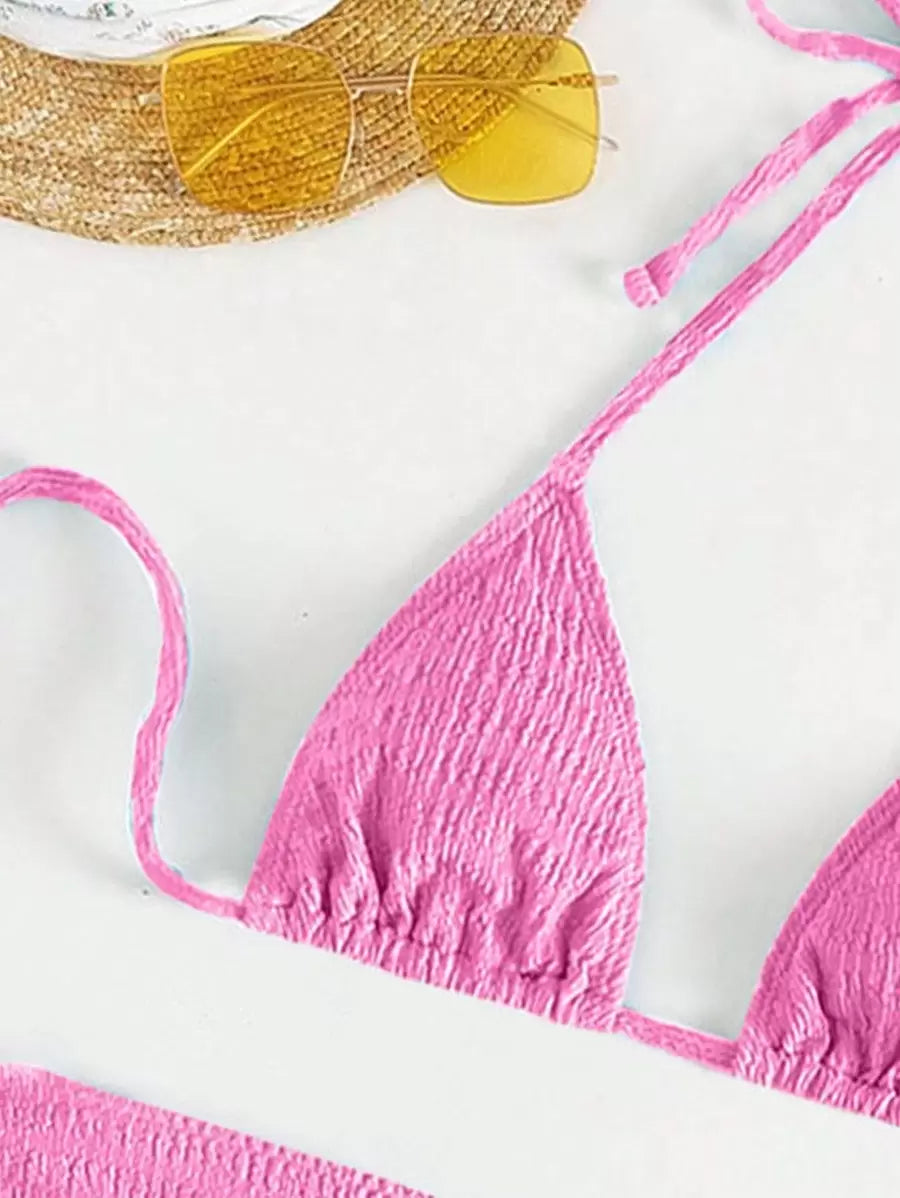 3 Parça Bikini Ve Düğümlü Mini Etek Takımı