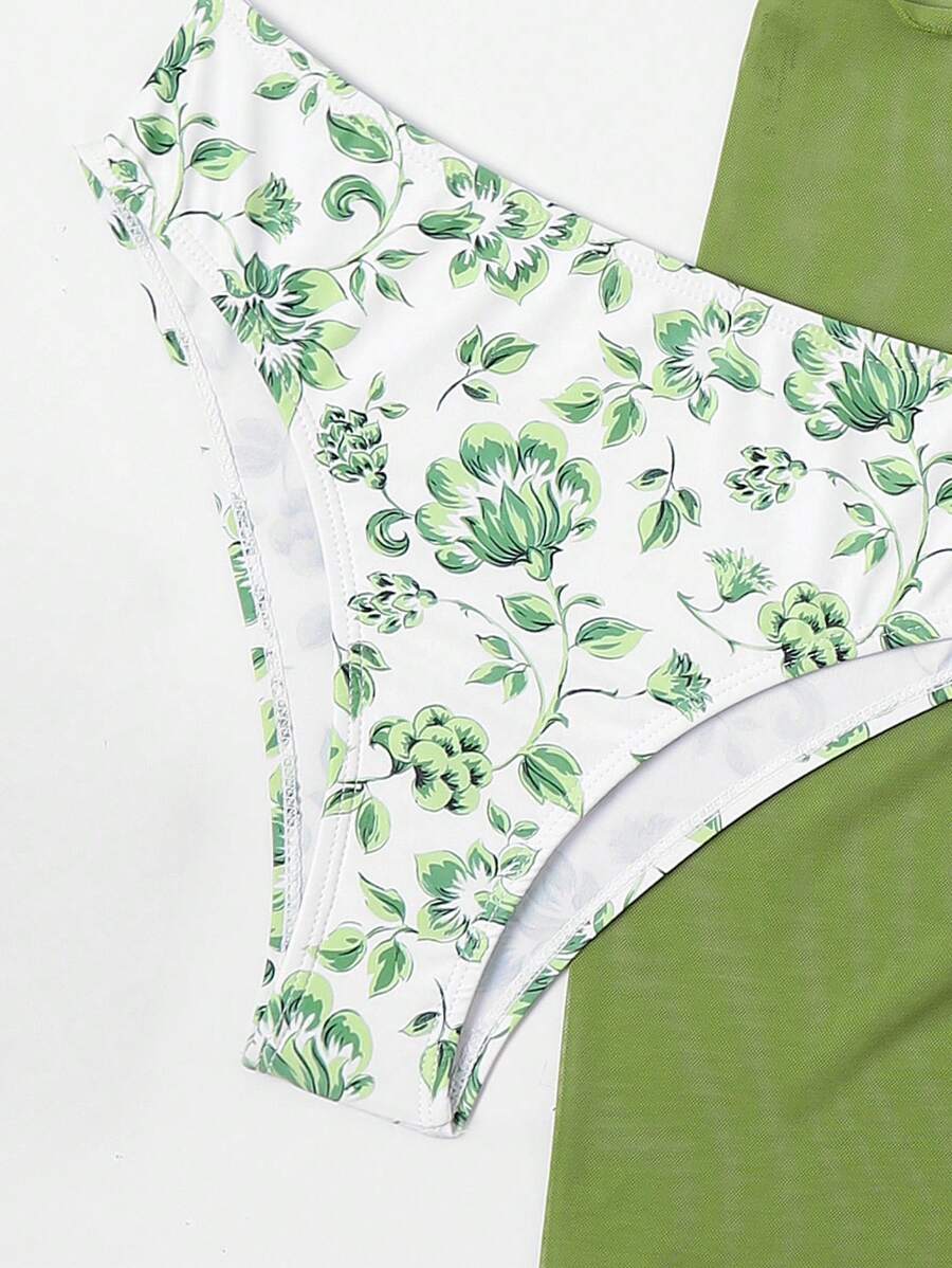 Düğüm Detaylı Çiçek Desenli Bikini Takımı