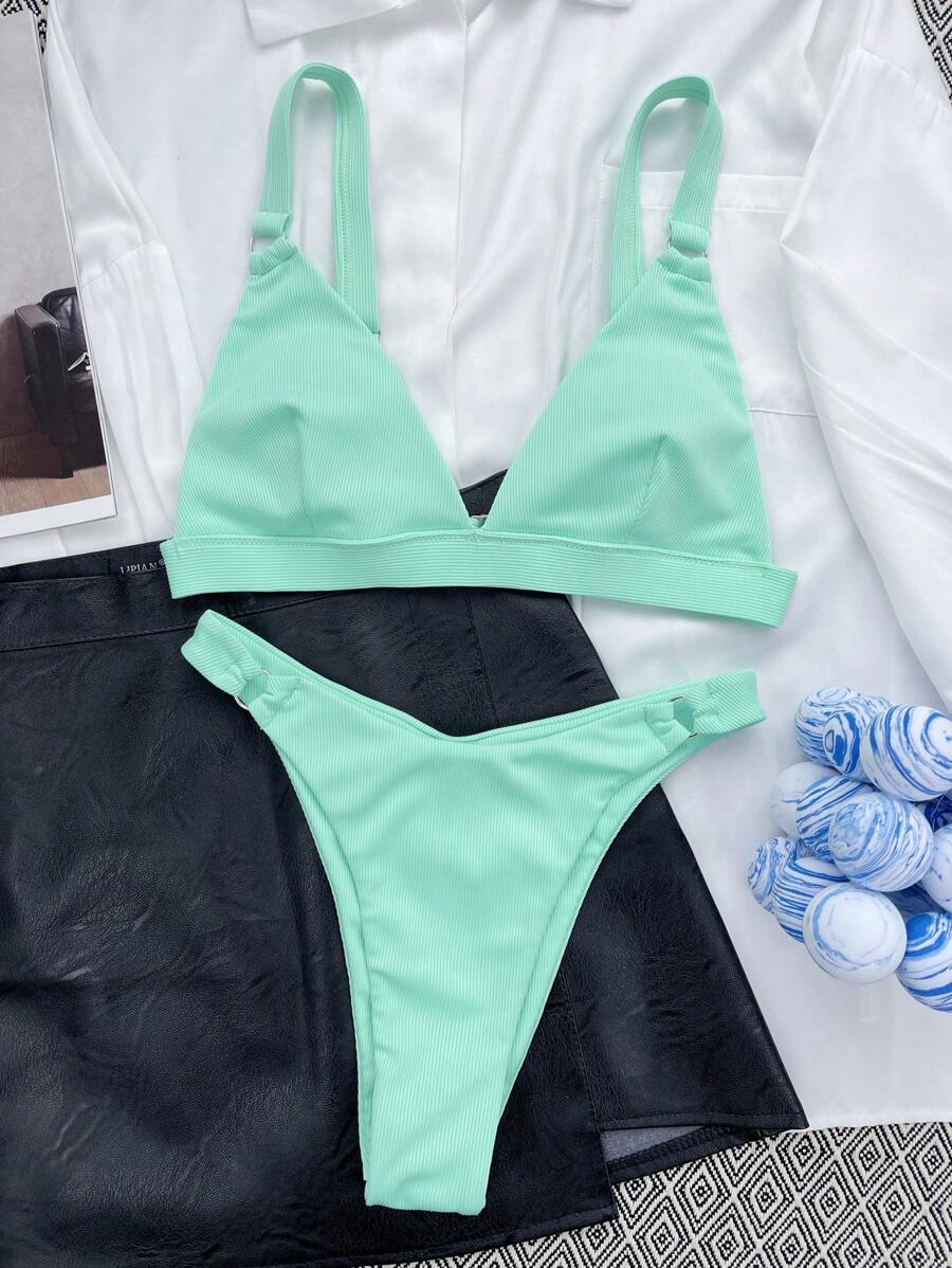Halka Detaylı Sade Gündelik Bikini Takımı