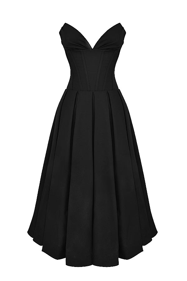 Lady Black Strapless Midi Elbise