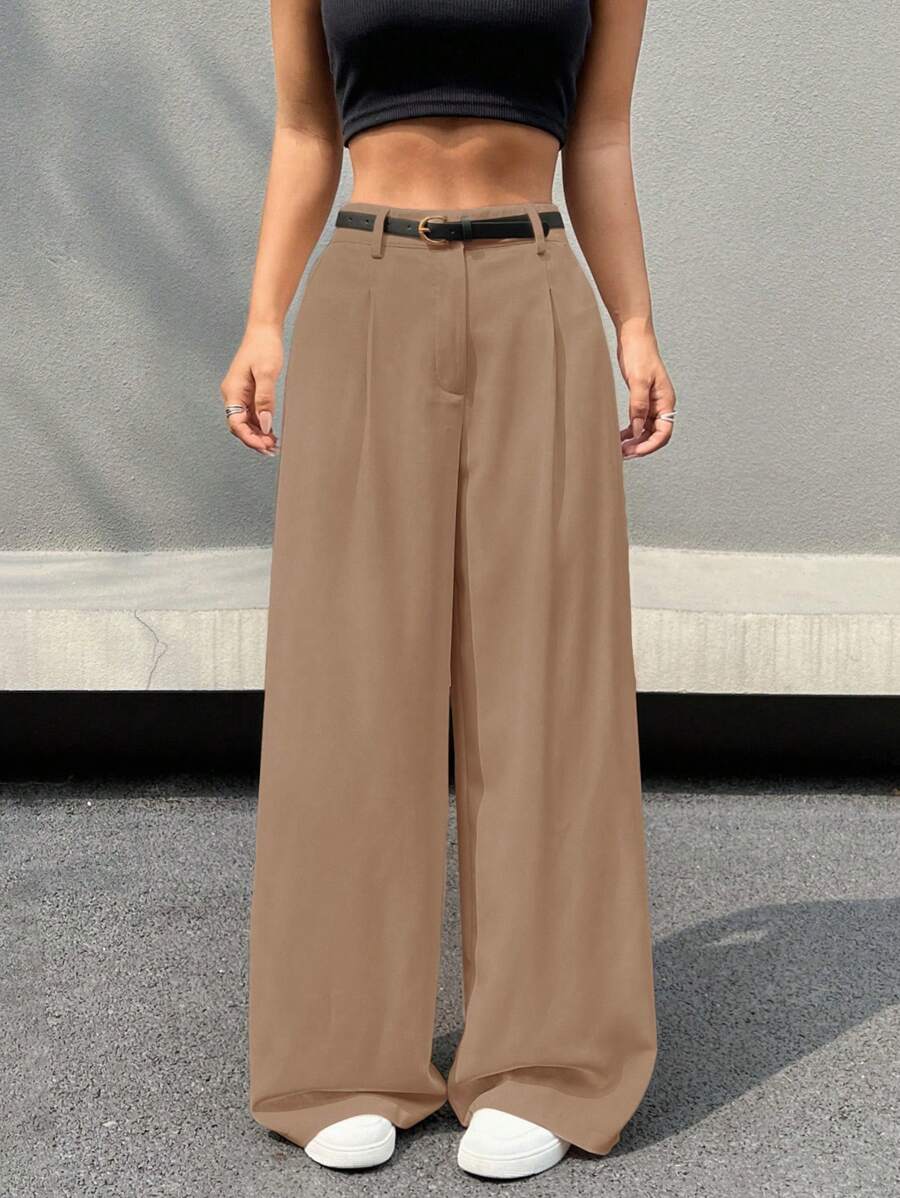 Kemerli Geniş Paça Günlük Pantolon