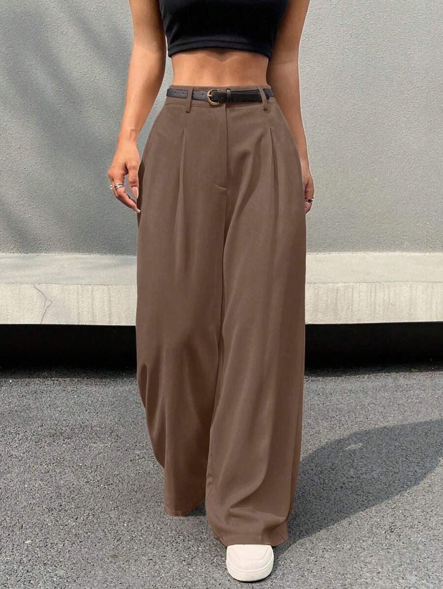 Kemerli Geniş Paça Günlük Pantolon