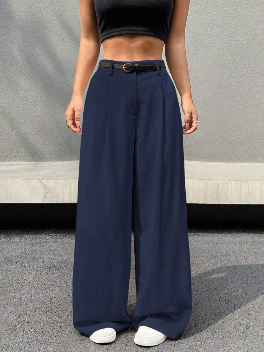 Kemerli Geniş Paça Günlük Pantolon