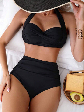 Sarmal Detaylı Sade Bikini Takımı