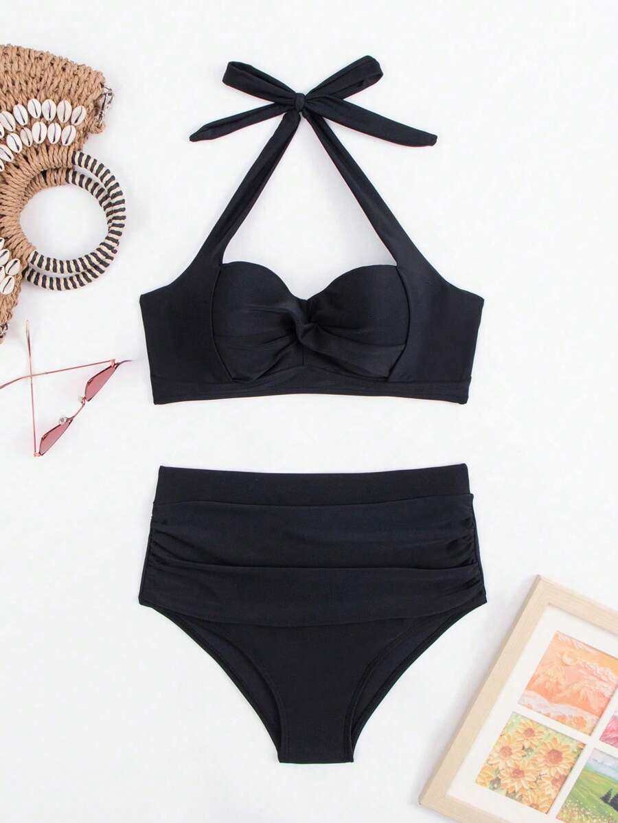 Sarmal Detaylı Sade Bikini Takımı