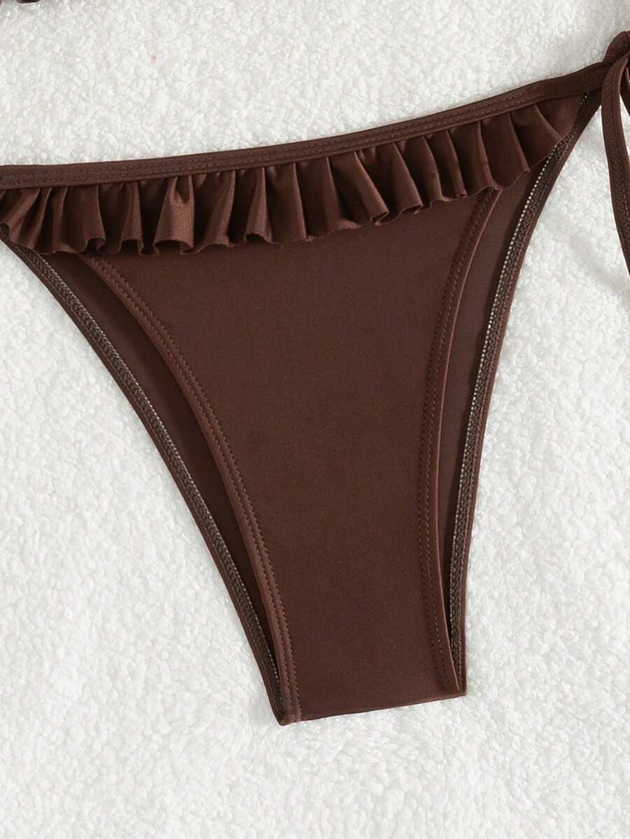 Fırfırlı Askılı Kırmızı Bikini Takımı