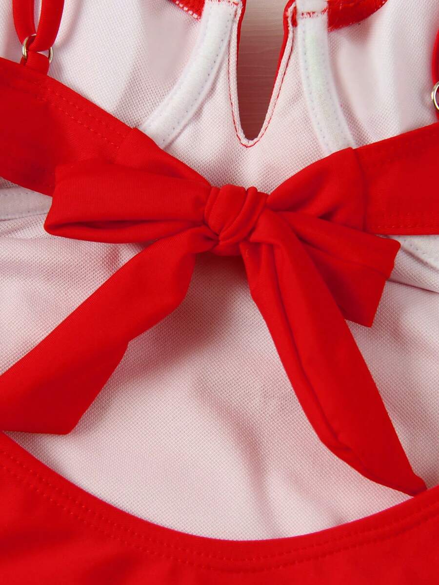Siyah Beyaz Patchwork V Yaka Tek Parça Mayo