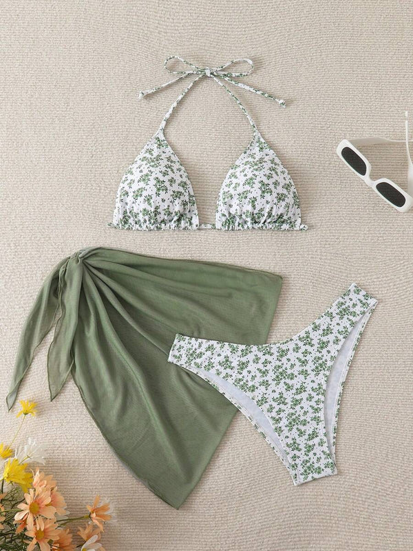 Çiçek Desenli Bikini Takım