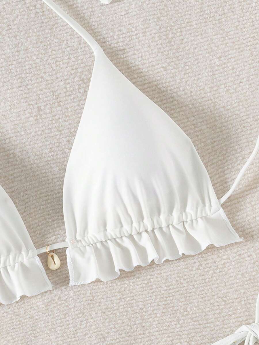 Fırfırlı Askılı Kırmızı Bikini Takımı