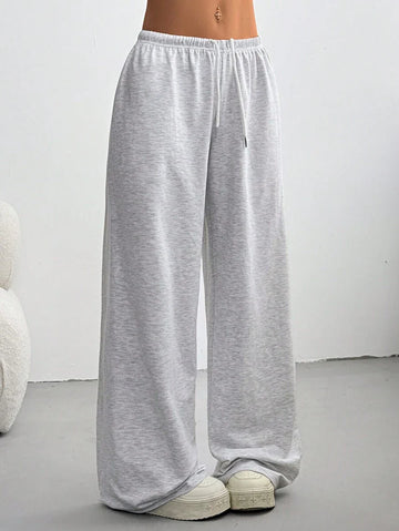 Düz Renk Bağcıklı Bel Düz Paça Jogger Pantolon
