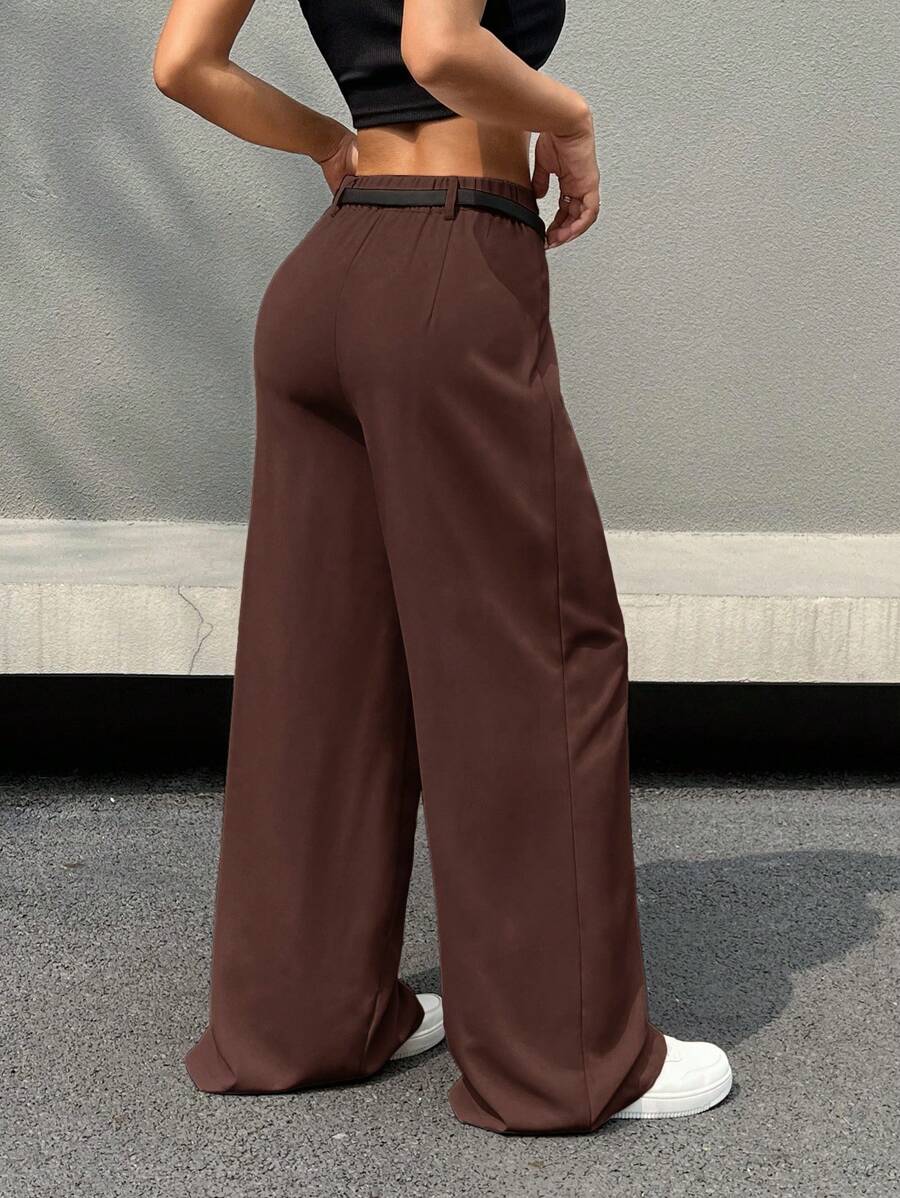 Kemerli Geniş Paça Günlük Pantolon