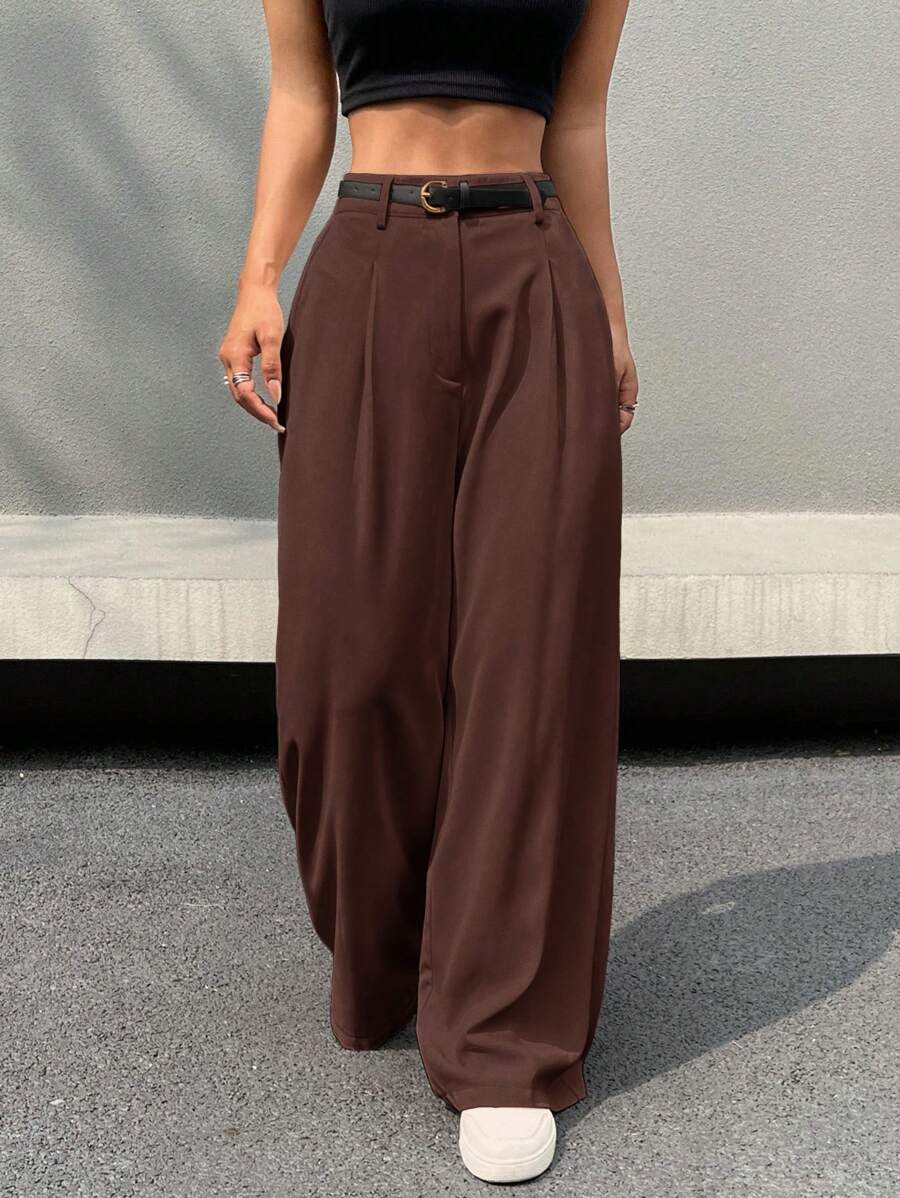 Kemerli Geniş Paça Günlük Pantolon