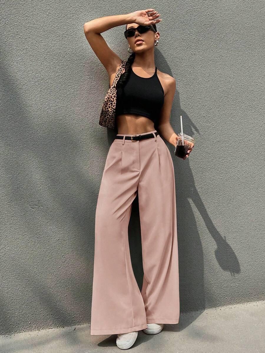 Kemerli Geniş Paça Günlük Pantolon
