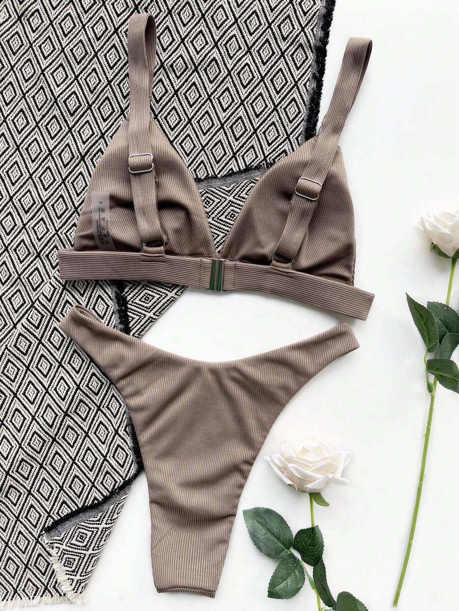 Halka Detaylı Sade Gündelik Bikini Takımı