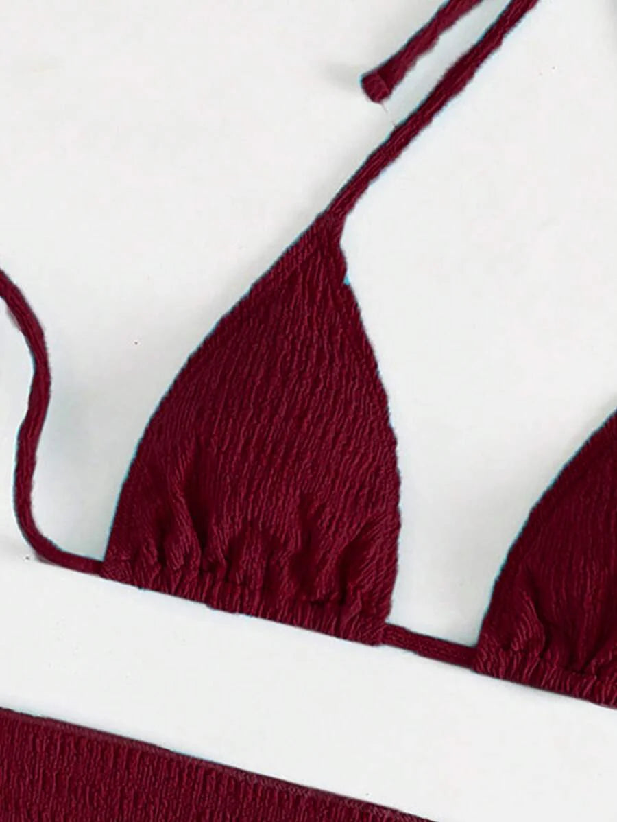 3 Parça Bikini Ve Düğümlü Mini Etek Takımı