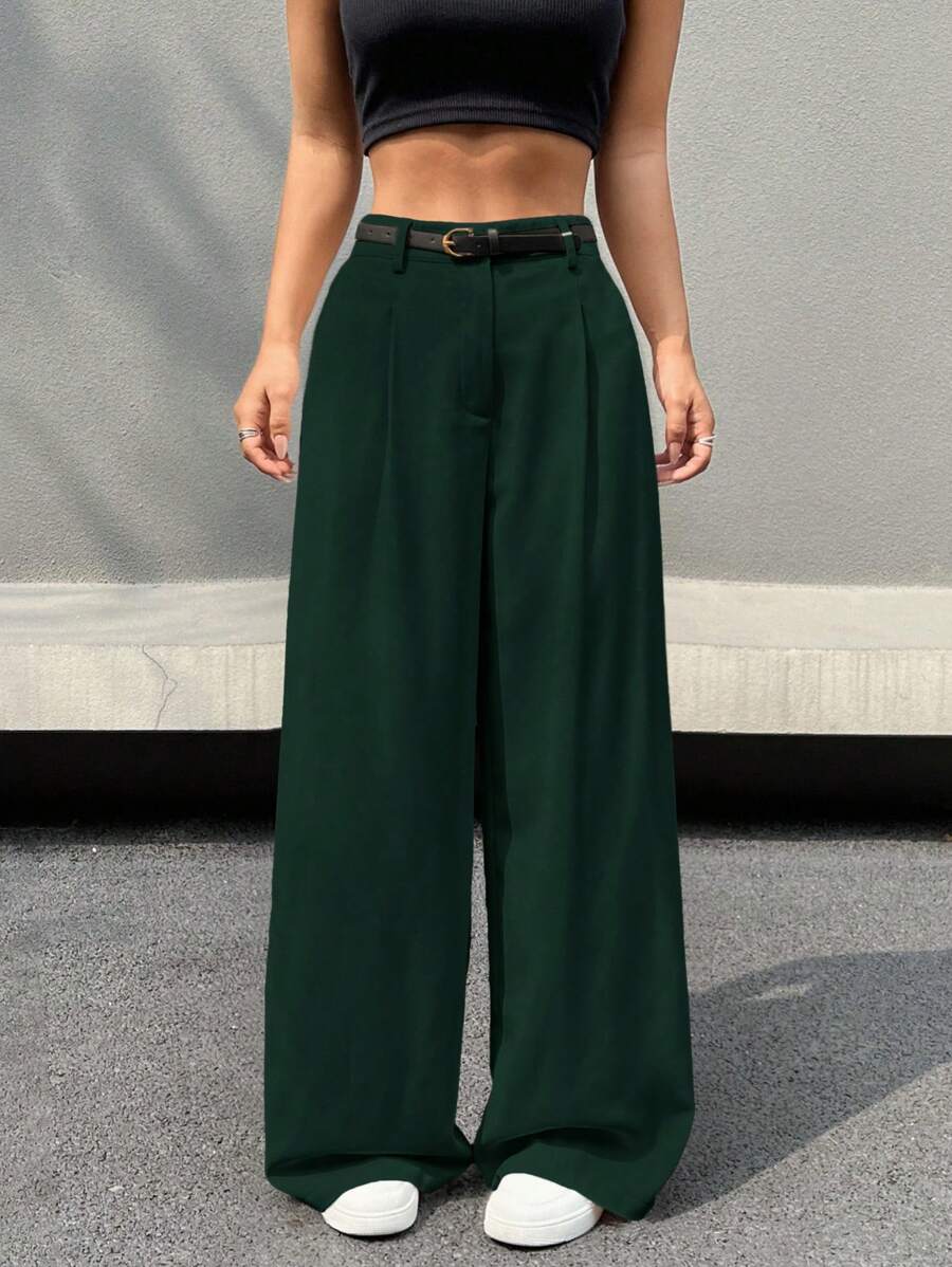 Kemerli Geniş Paça Günlük Pantolon