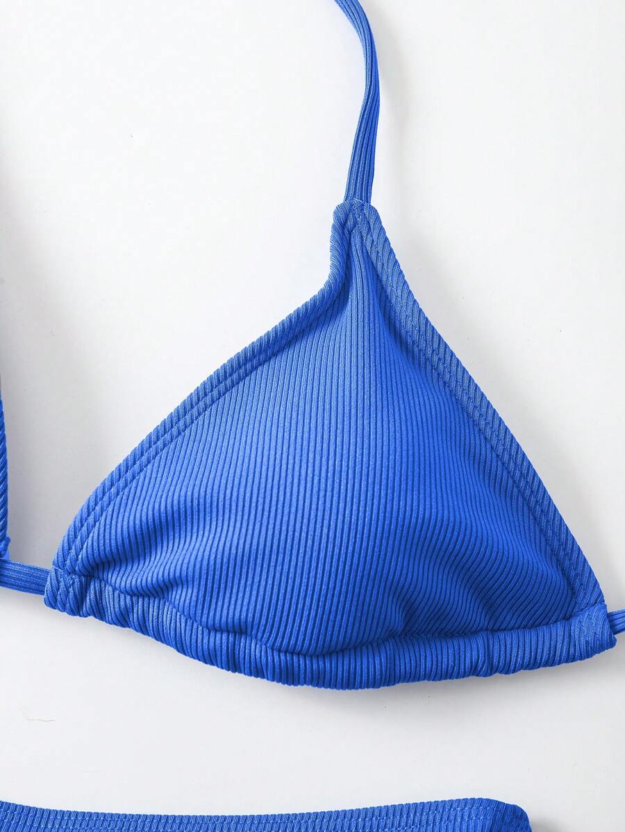 Çiçek Desenli Halter Bağcıklı Bikini Takımı