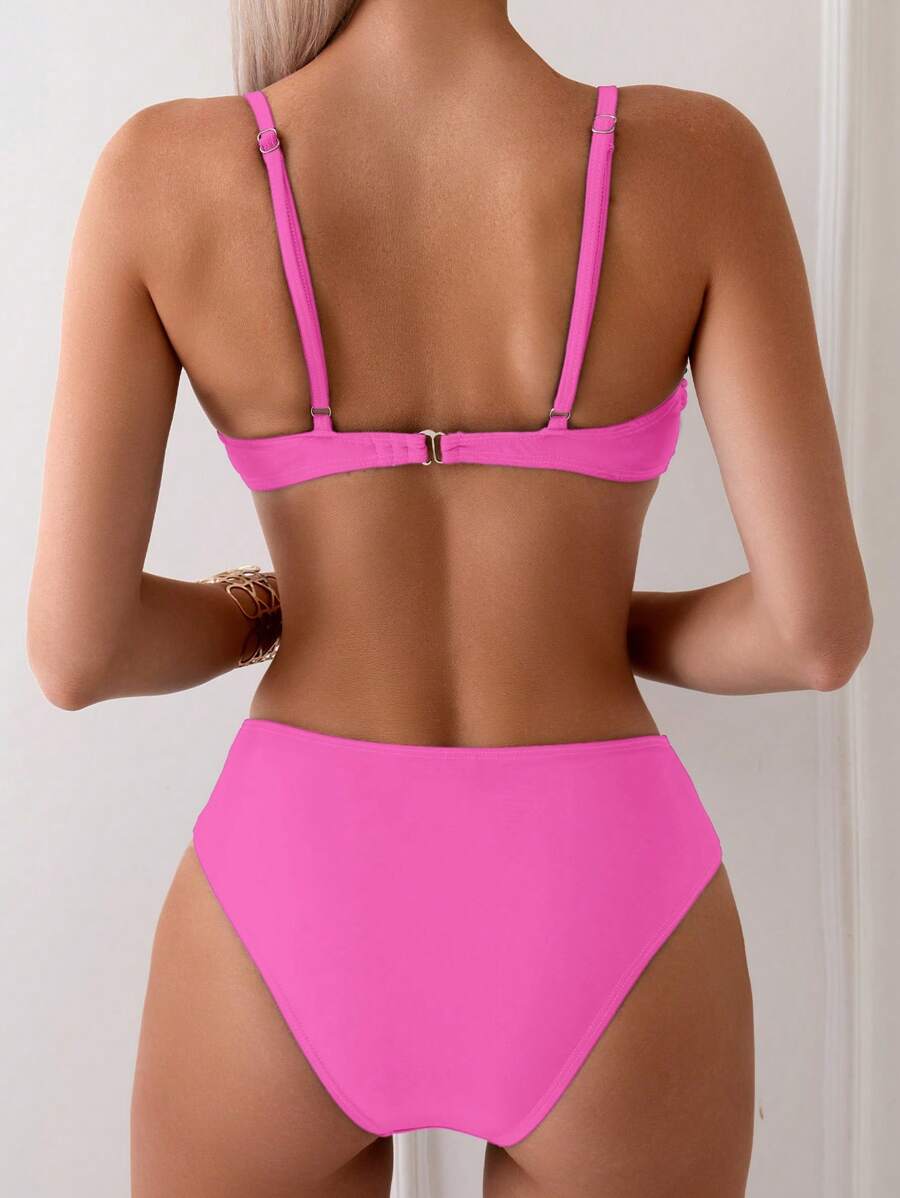 Halka Dantelli Sade Bikini Takımı