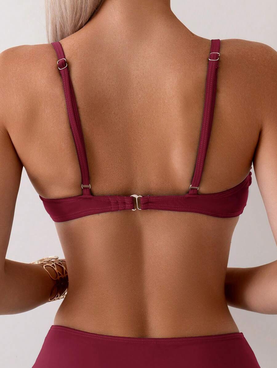 Halka Dantelli Sade Bikini Takımı