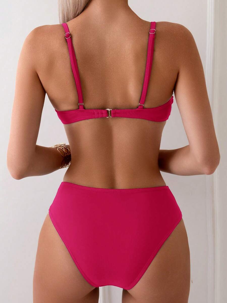 Halka Dantelli Sade Bikini Takımı