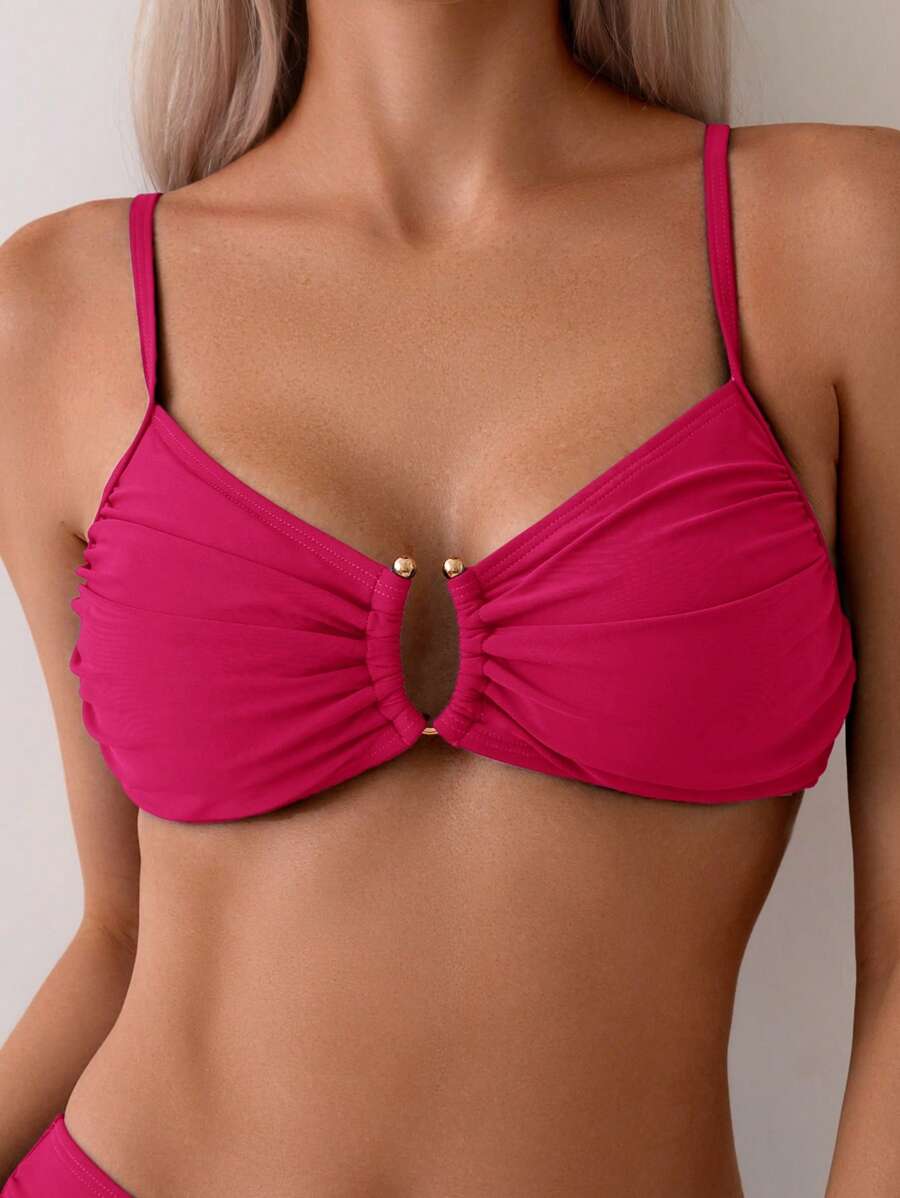 Halka Dantelli Sade Bikini Takımı