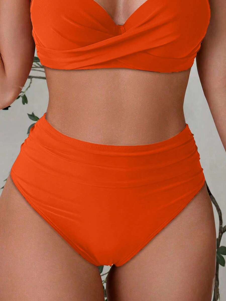 Askılı Yüksek Bel Balenli Bikini Takımı