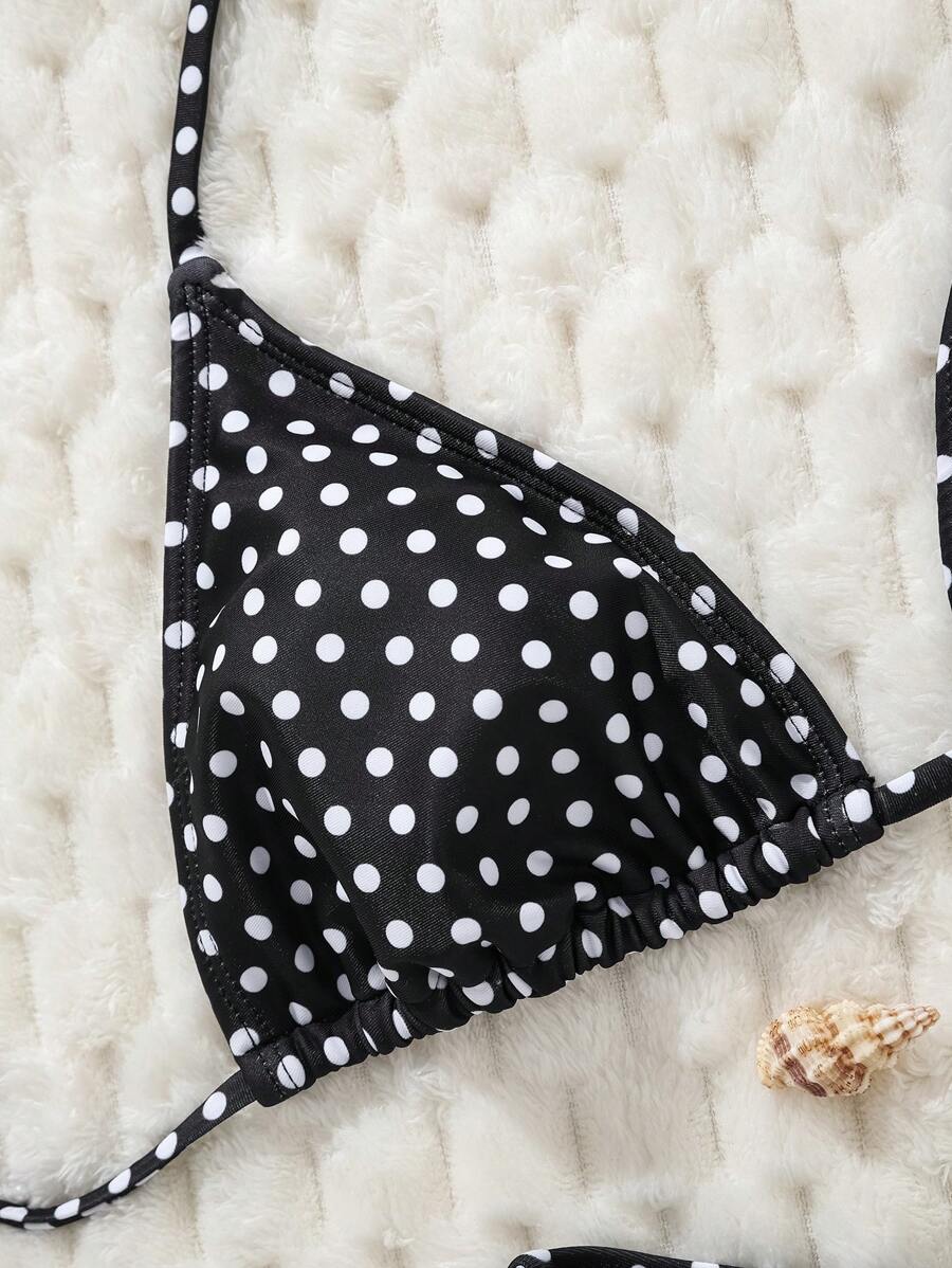 Çiçek Desenli Halter Bağcıklı Bikini Takımı