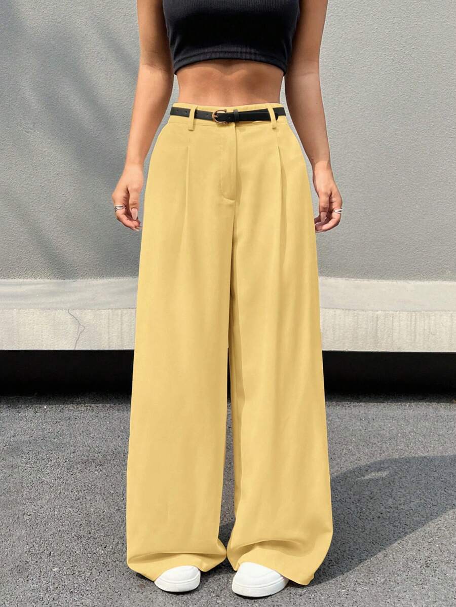 Kemerli Geniş Paça Günlük Pantolon
