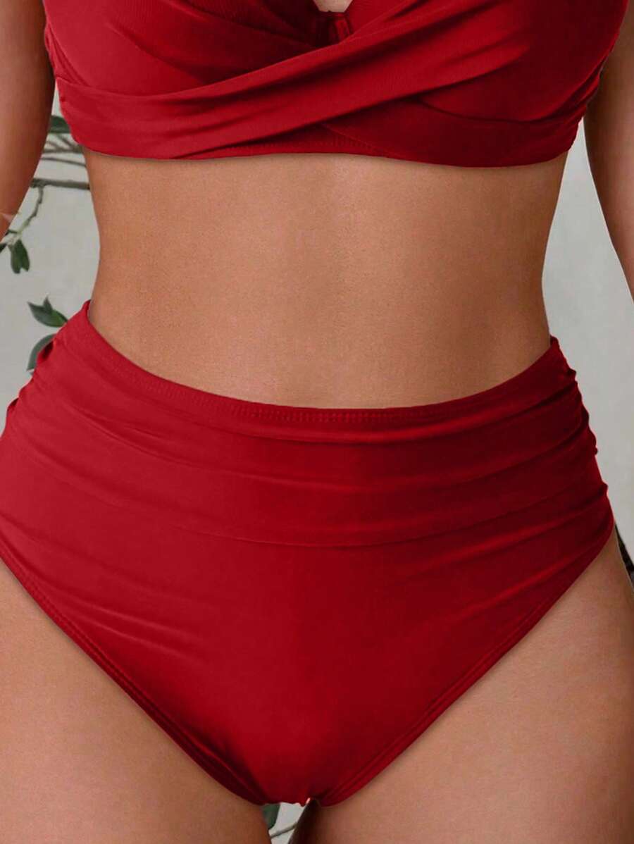 Askılı Yüksek Bel Balenli Bikini Takımı