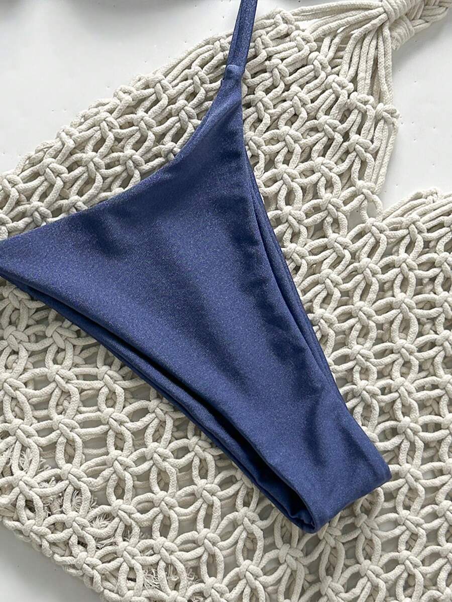 Pembe Straplez Bağcıklı Metal Detaylı Bikini Takımı