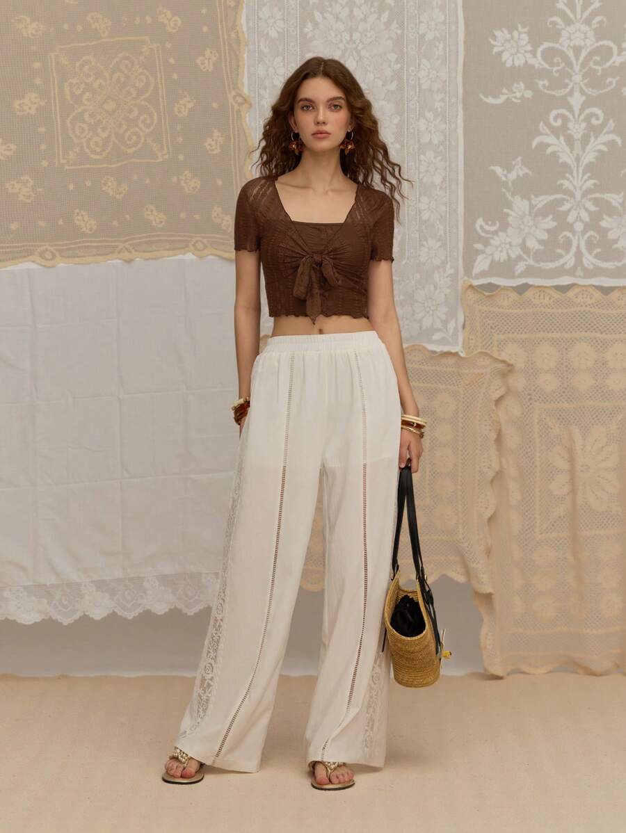 Bağcık Detaylı Romantik Crop