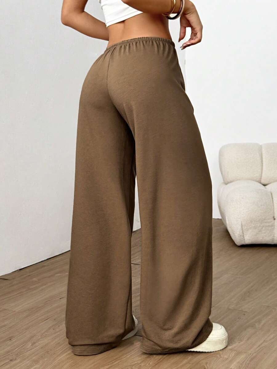 Düz Renk Bağcıklı Bel Düz Paça Jogger Pantolon
