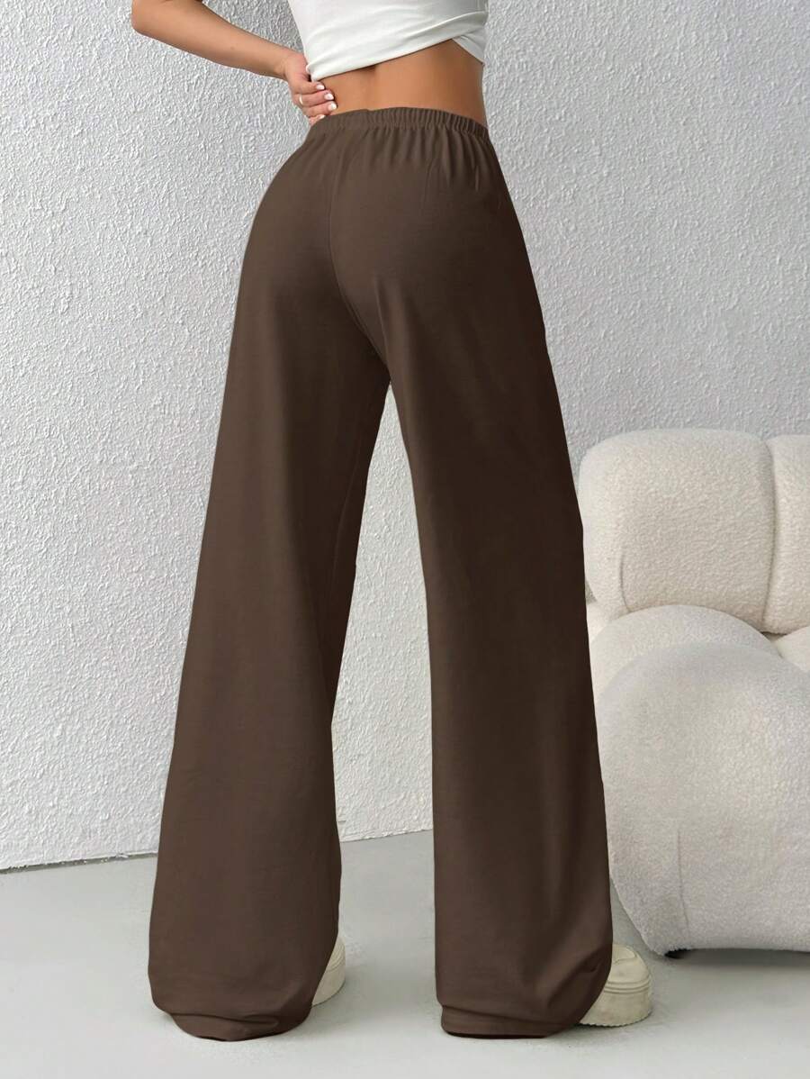 Düz Renk Bağcıklı Bel Düz Paça Jogger Pantolon