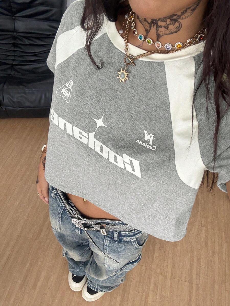 Vintage Kırpılmış Raglan Kollu Üst