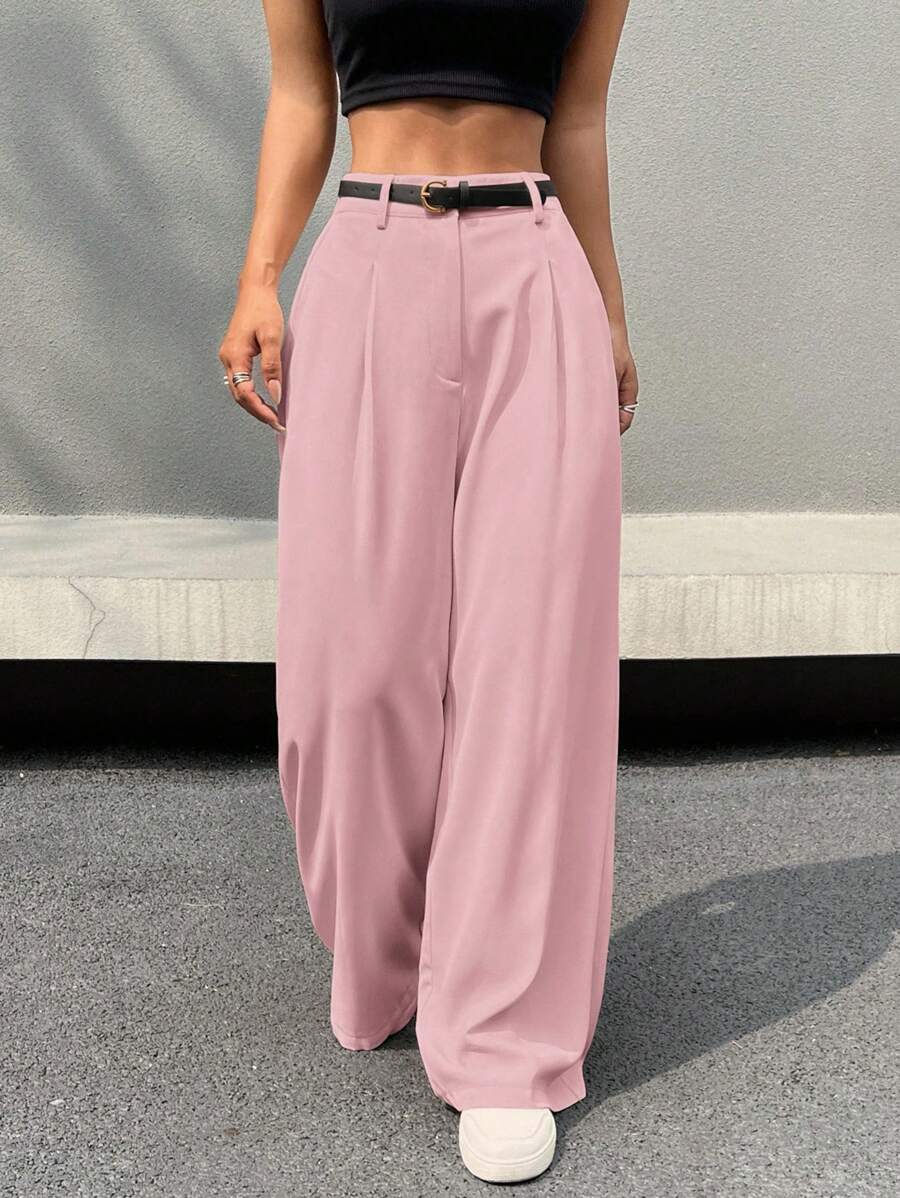 Kemerli Geniş Paça Günlük Pantolon