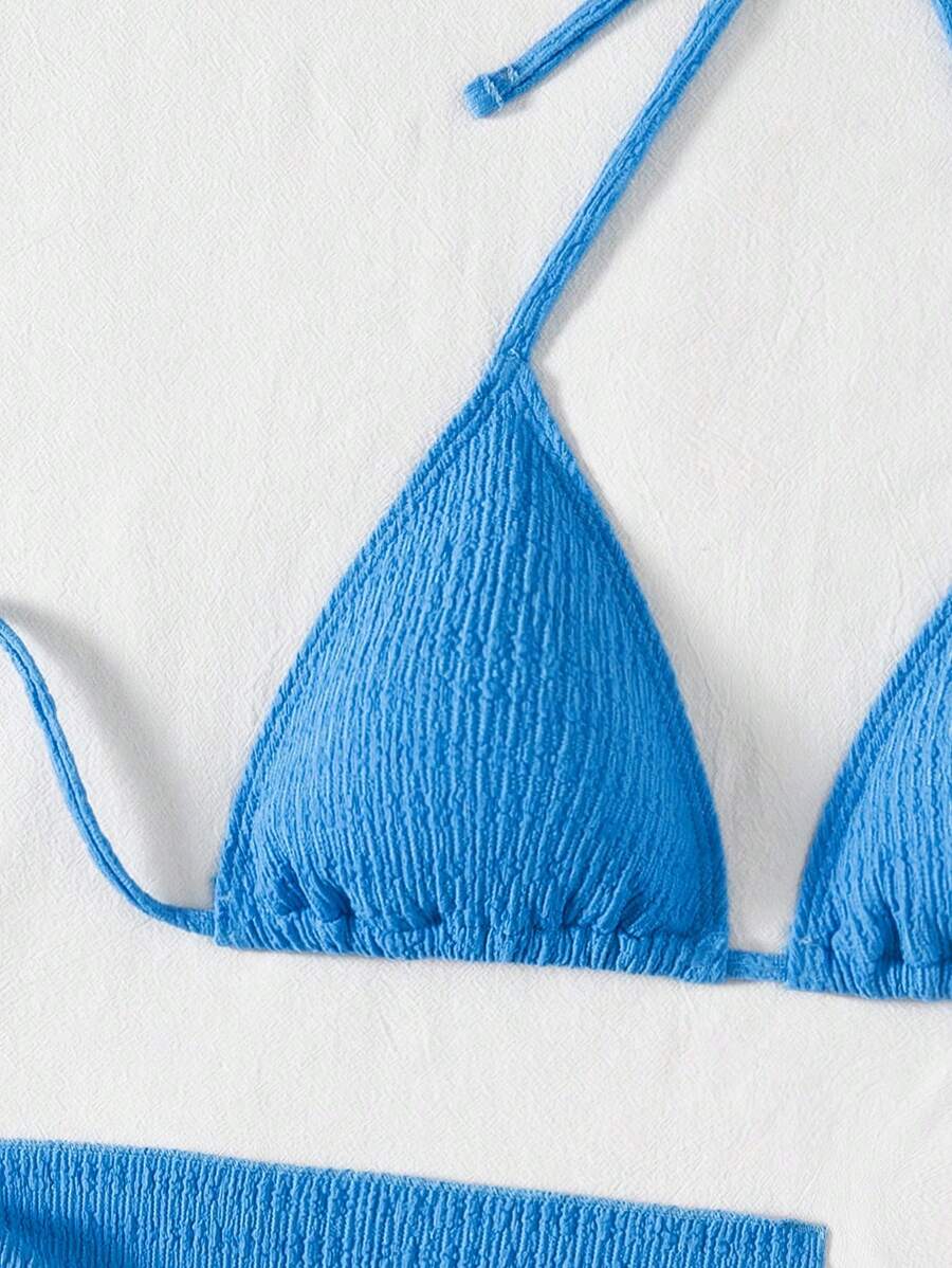 3 Parça Bikini Ve Düğümlü Mini Etek Takımı