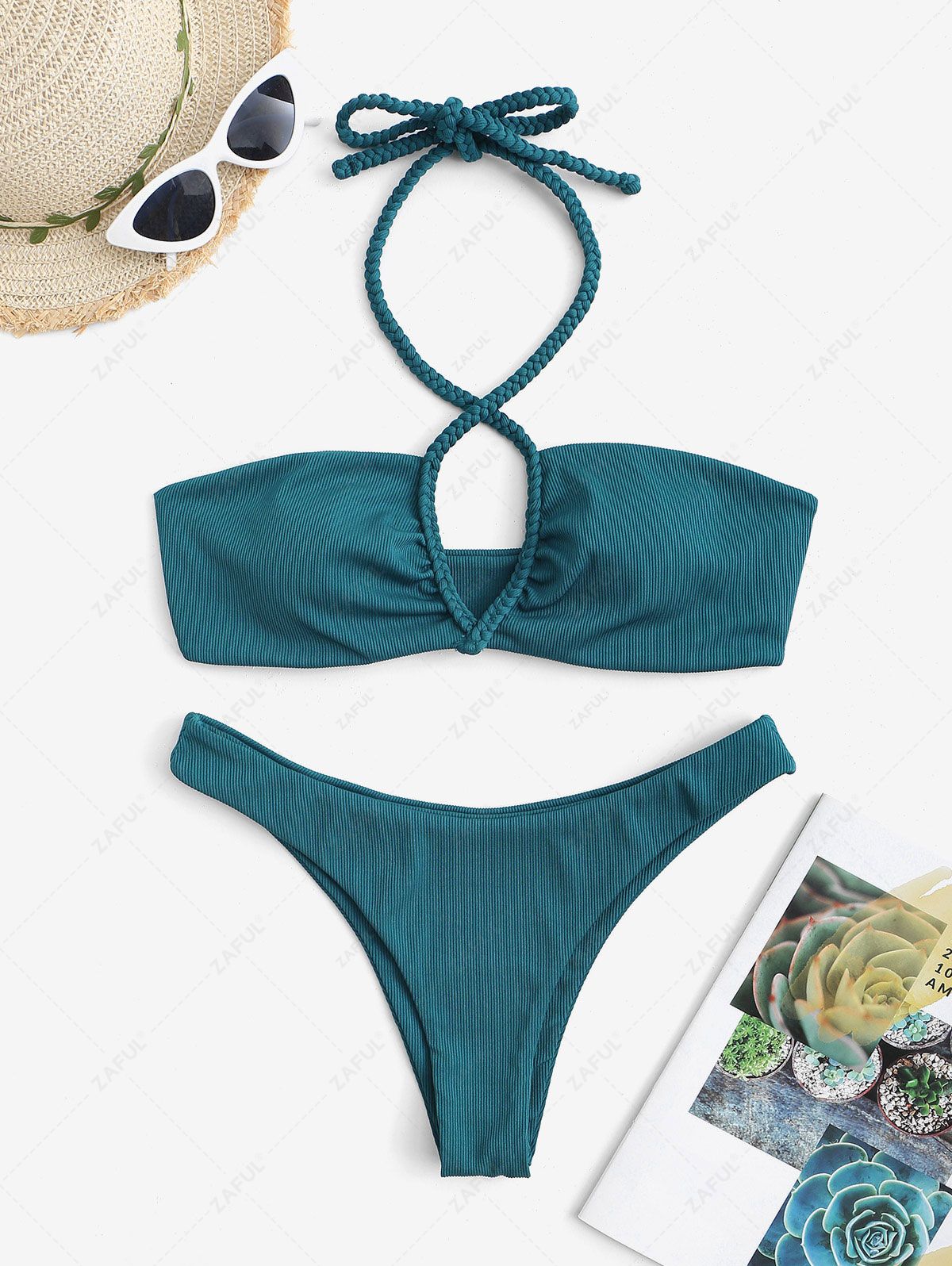 Ribana Boyundan Bağlamalı Örgü Askılı Bikini