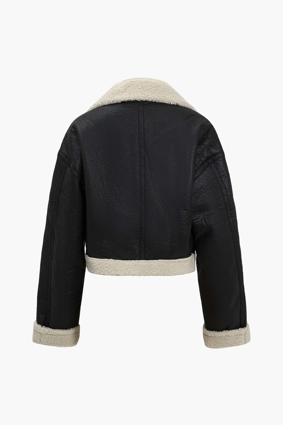 Solid Faux Leather Fleece Mont