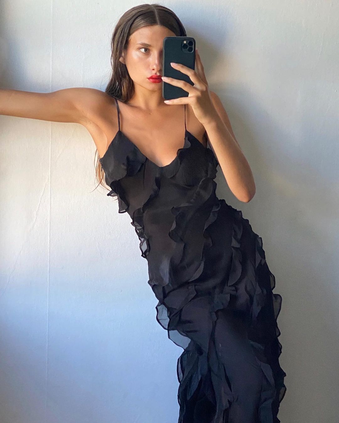Zara Fırfırlı Uzun Elbise