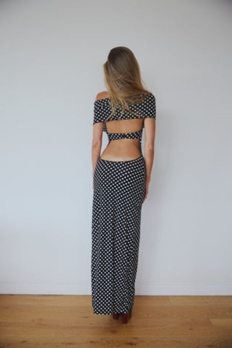 Polka Dot Uzun Elbise