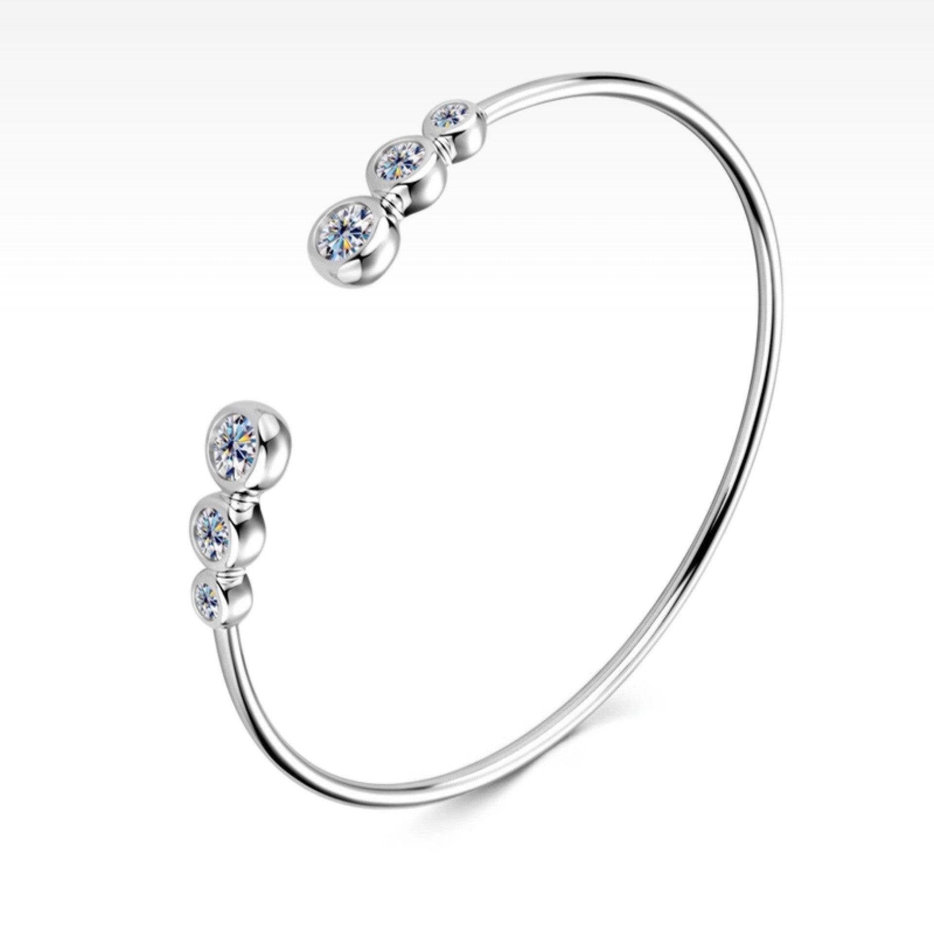 Moissanite Taşlı Açık Uçlu Bileklik Avrupa/Amerikan editon