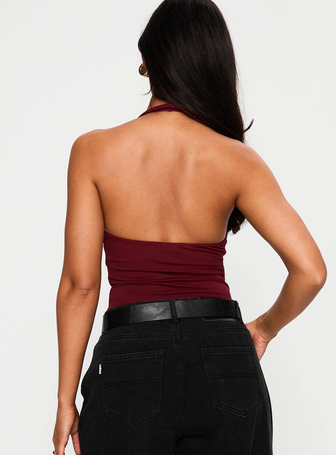 Someone Halter Yaka Bordo Body