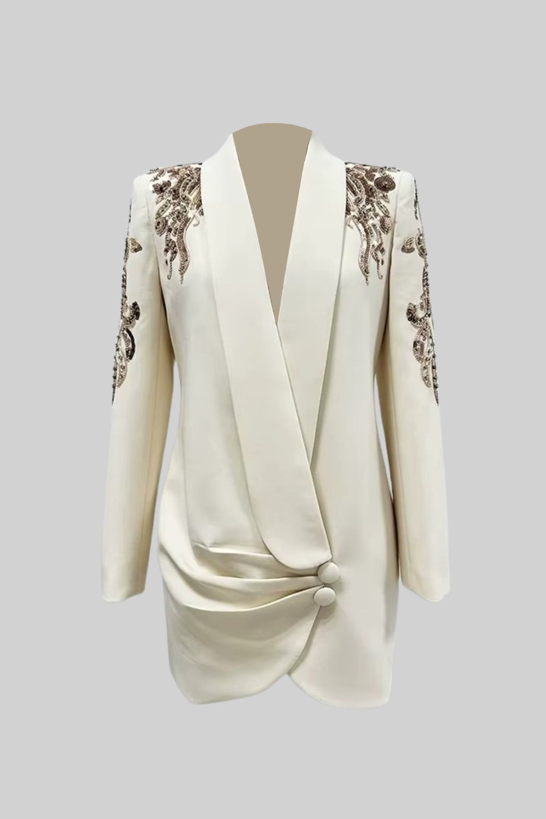 Karmaşık Omuz İşlemeli Drapeli Blazer