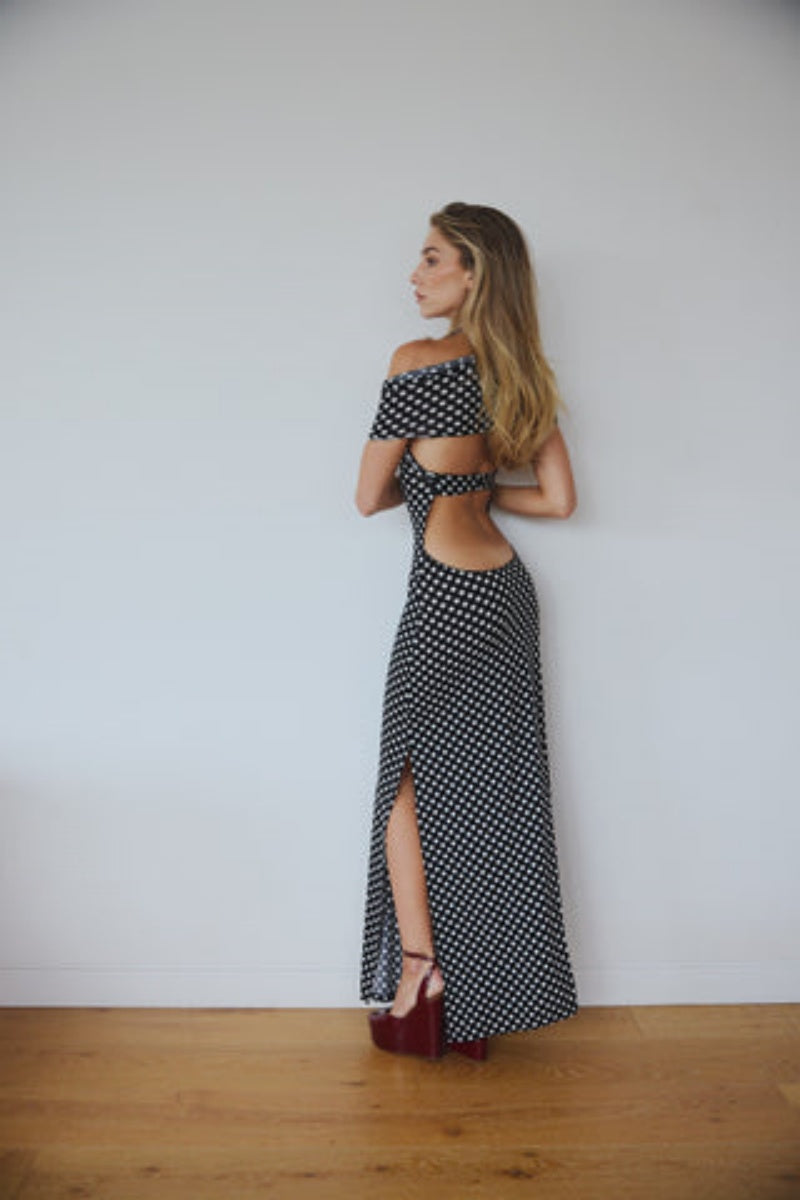 Polka Dot Uzun Elbise