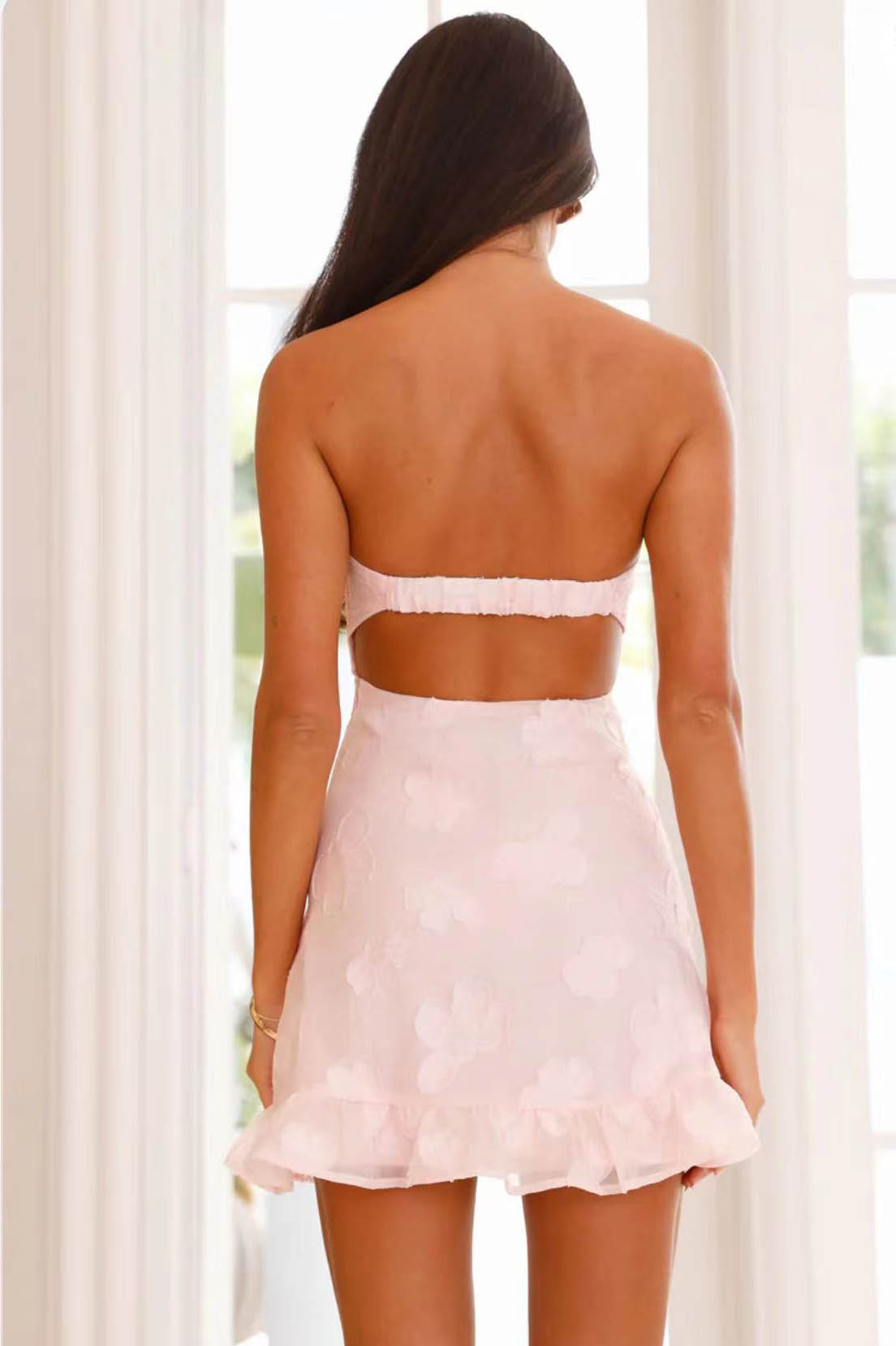 Vintage Bloom Straplez Mini Elbise