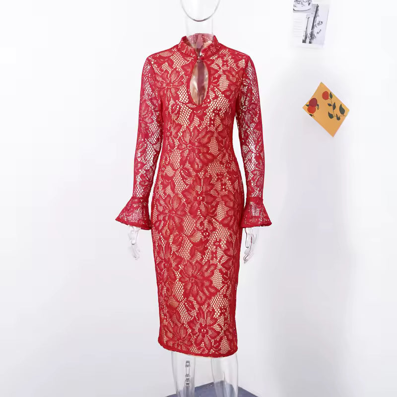 Alisora Hollow Out Slim Fit Elbise