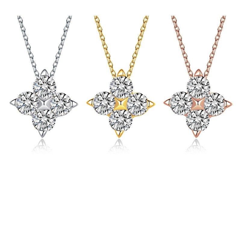 🧿 Şansın Işıltısı – 925 Ayar Gümüş Moissanite Dört Yapraklı Yonca Kolye