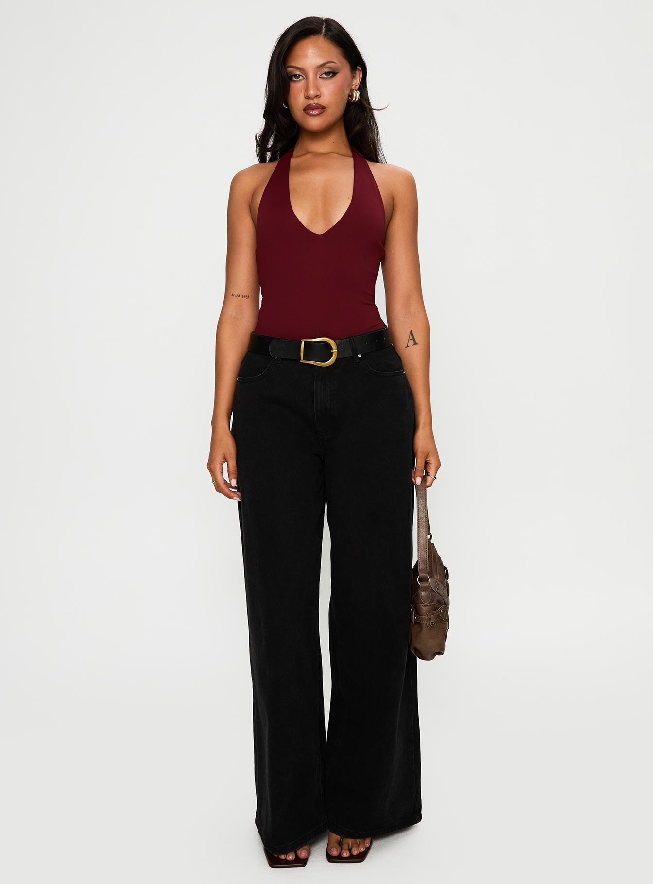 Someone Halter Yaka Bordo Body